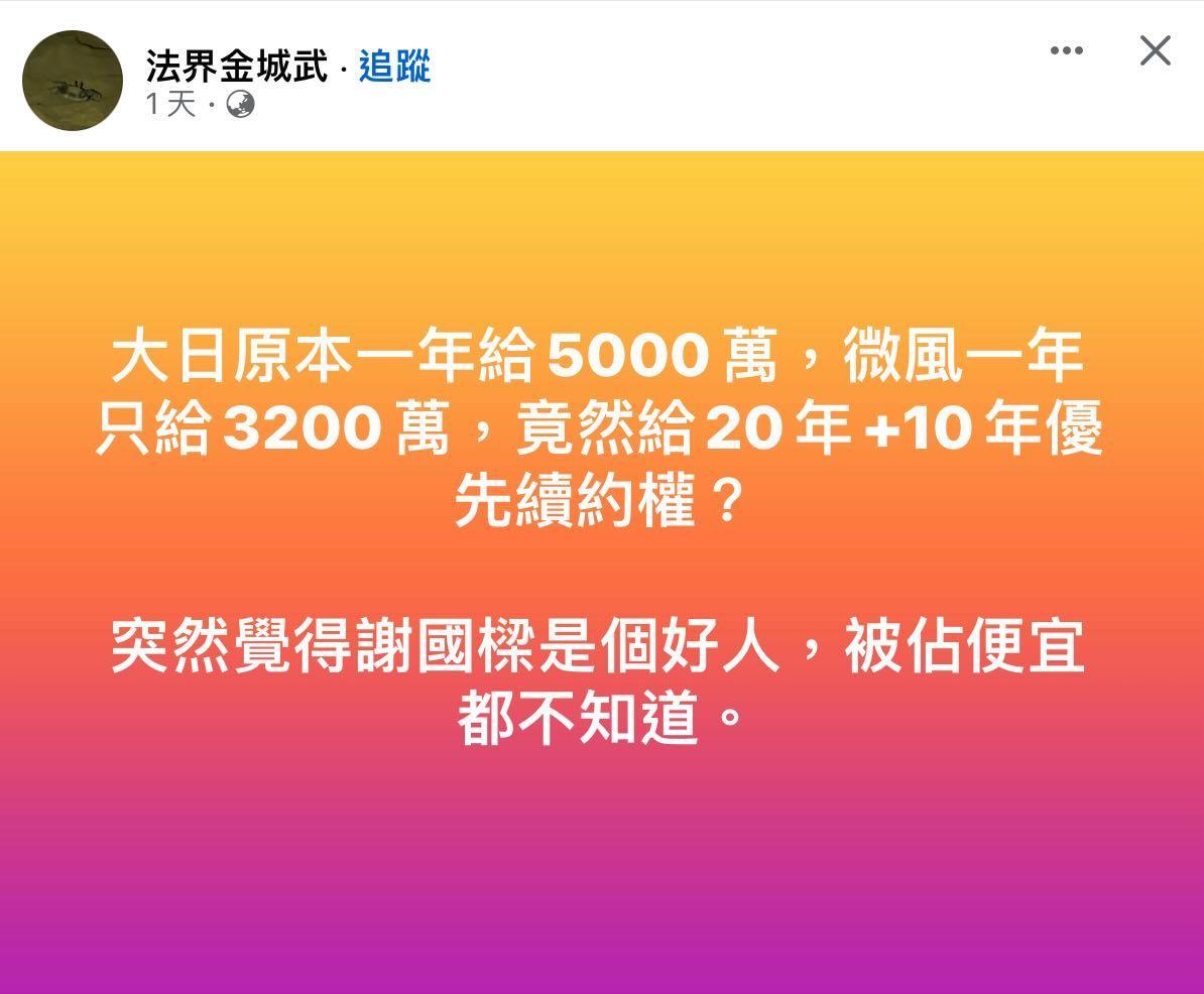 謝國樑選微風進駐市府收入減少，被占便宜不知道?!