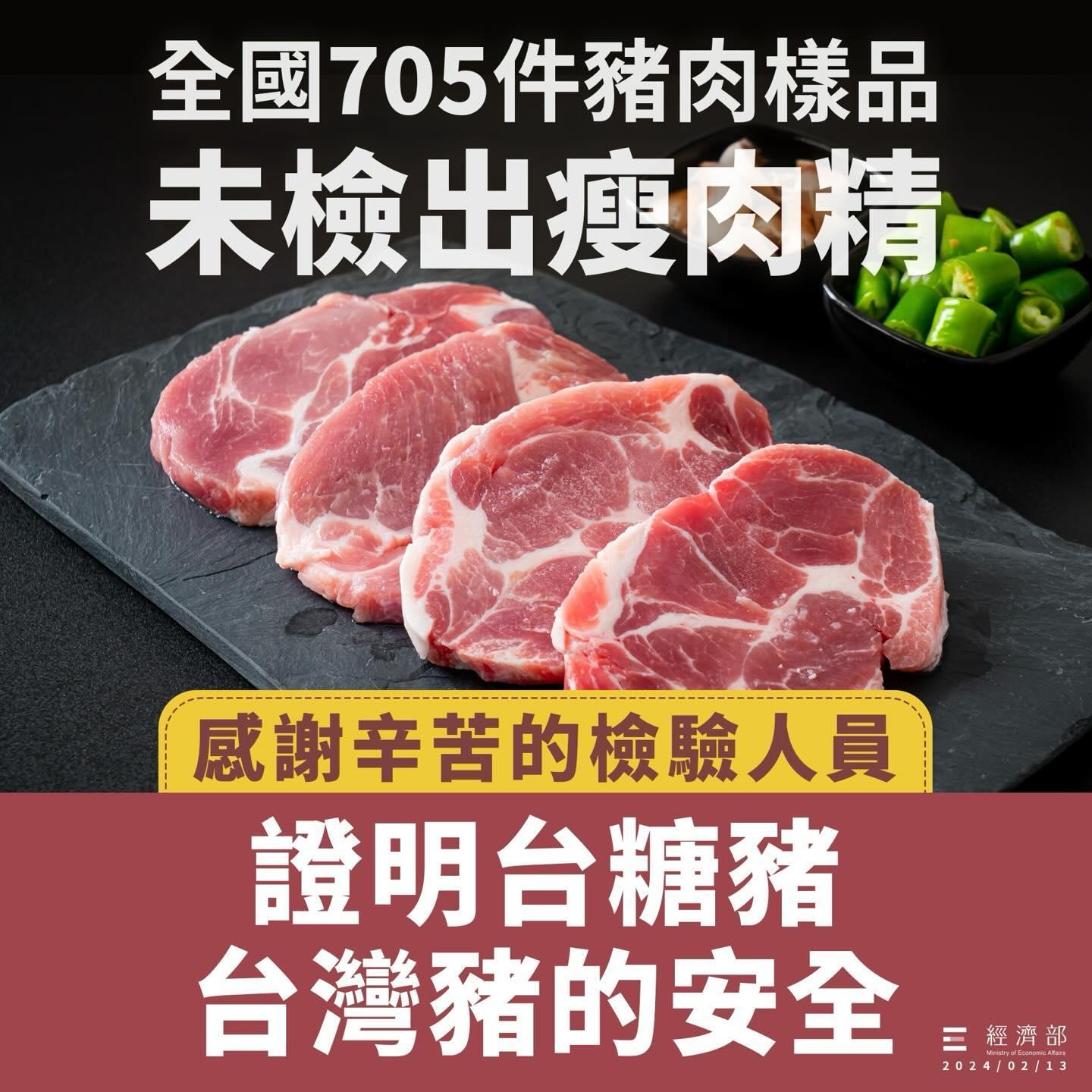 全國705件豬肉樣品未檢出瘦肉精!