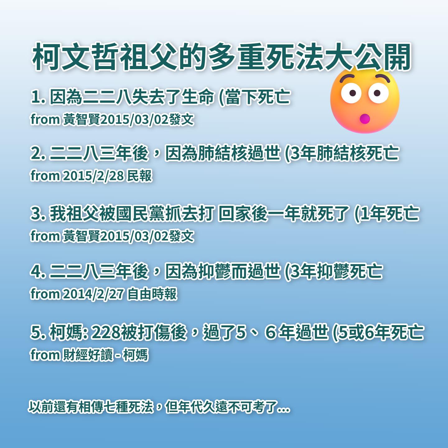 柯文哲祖父的多種死法!?愛說謊還是混亂了!?